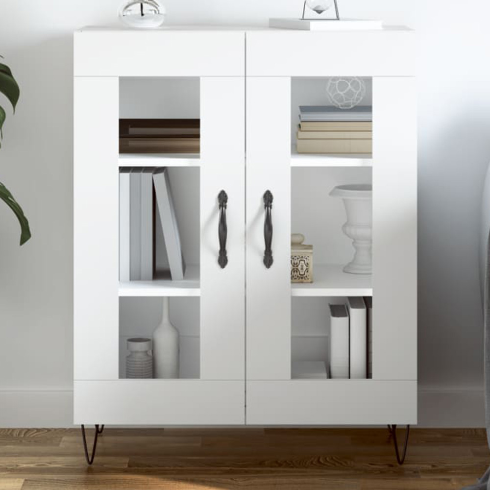 vidaXL 2 Glass Door White Sideboard Image 1