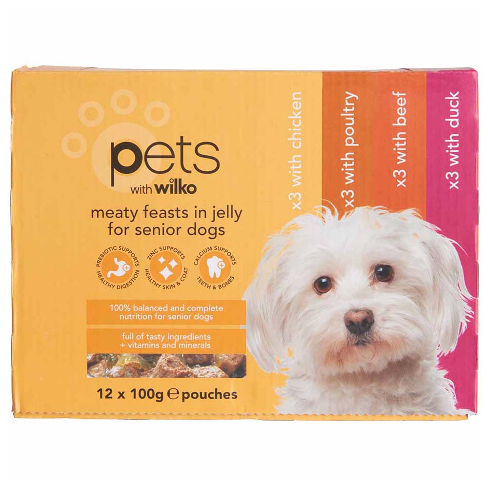 Wilko Meaty Feasts in Jelly Selection Senior Dog Food 12 x 100g Image 1