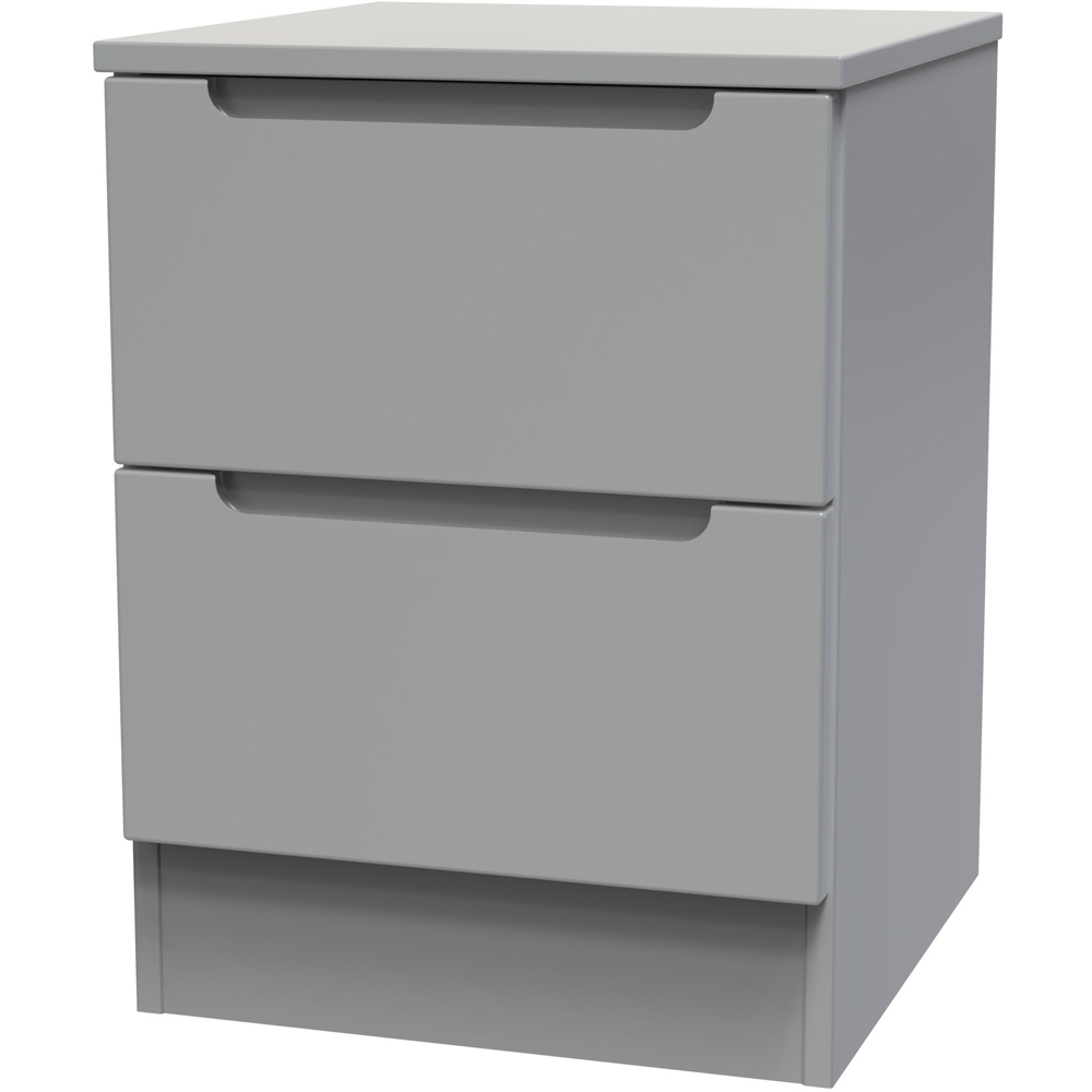 Crowndale Milan 2 Drawer Dusk Grey Compact Bedside Cabinet Ready Assembled Image 4