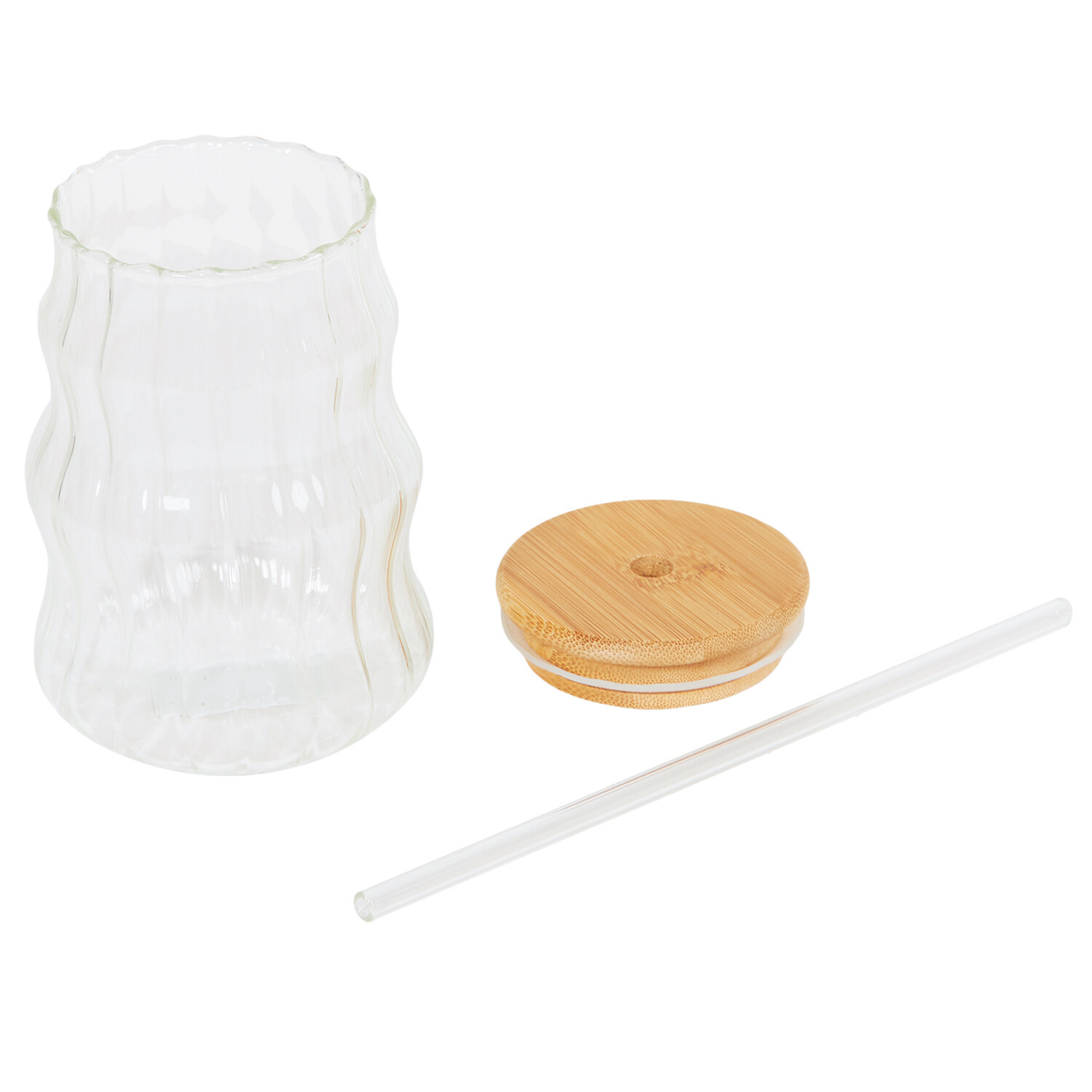 Wavy Ribbed Borosilicate Glass Jar - Clear Image 2