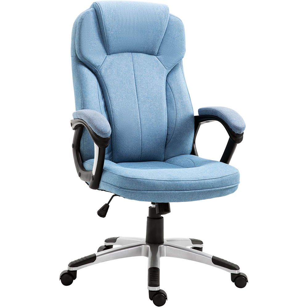 Portland Blue Linen Swivel Office Chair Image 2