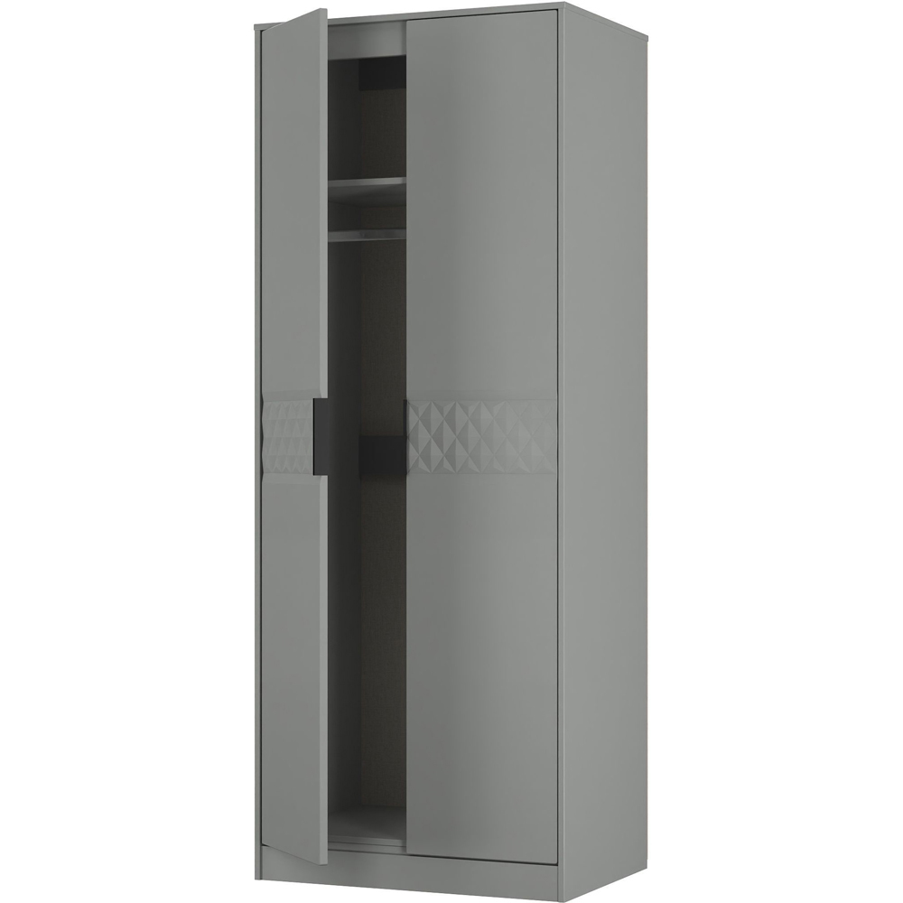 Crowndale Harlequin 2 Door Dusk Grey Tall Wardrobe Ready Assembled Image 4
