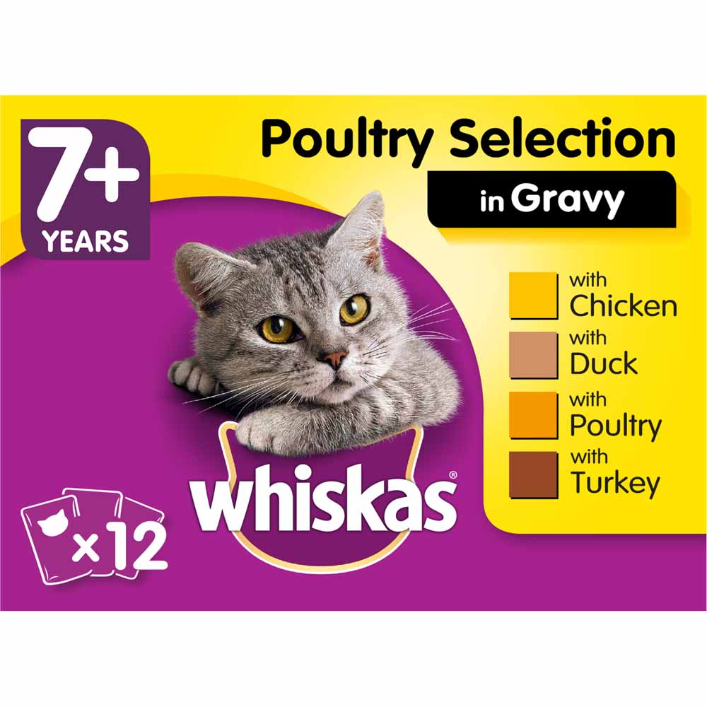Whiskas Senior Wet Cat Food Pouches Poultry in Gravy 12 x 100g Image 1