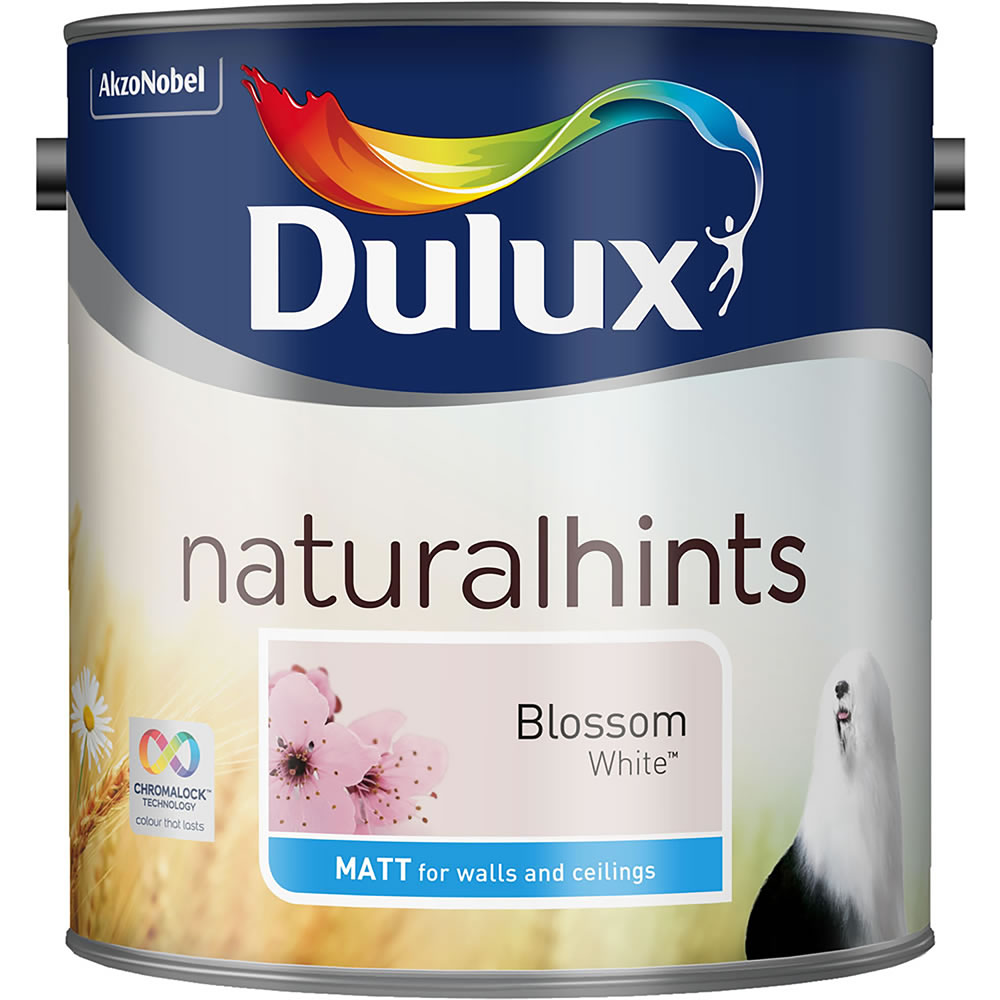 Dulux Blossom White Matt Emulsion Paint 2.5L Image 1