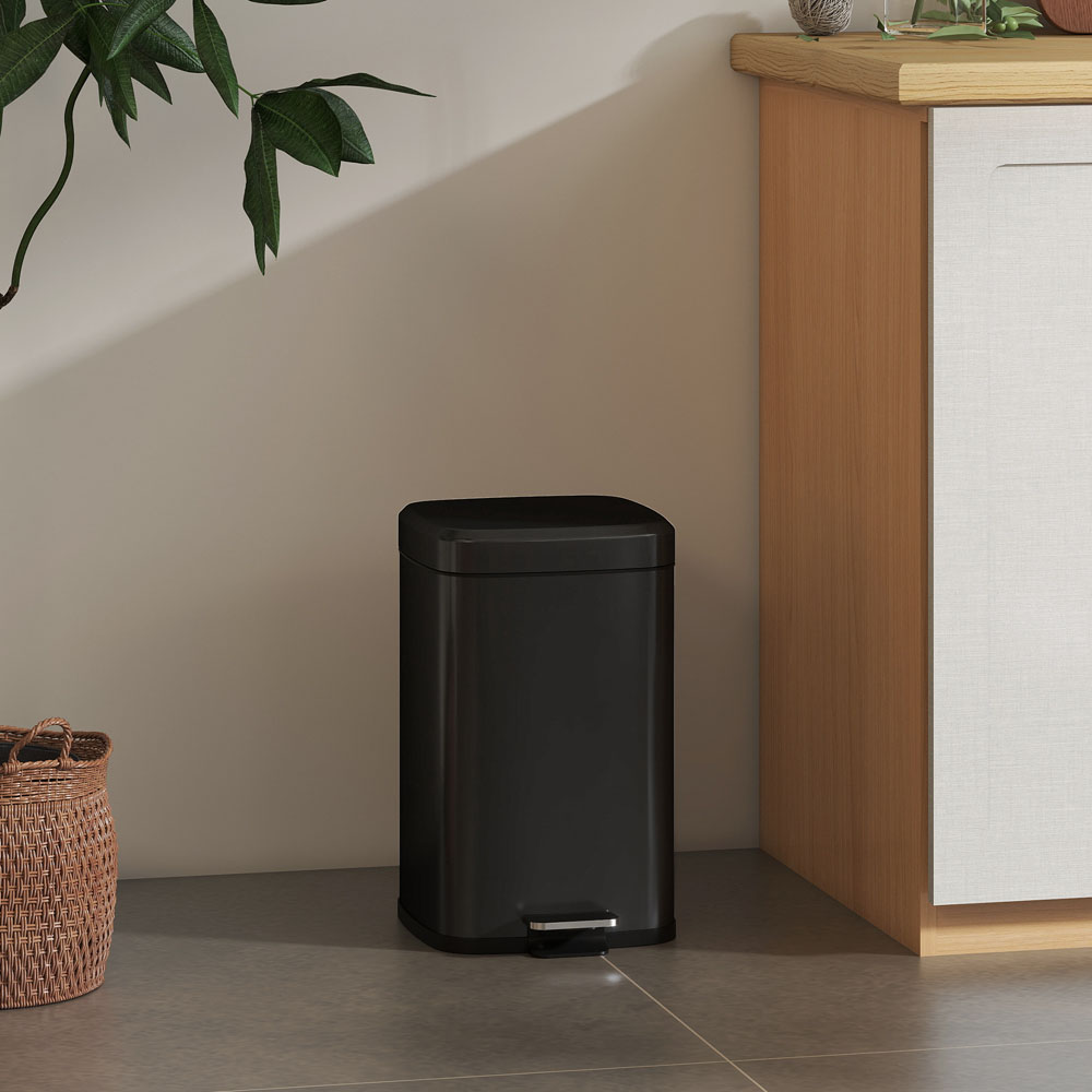 HOMCOM Black Metal Soft Close Pedal Bin 20L Image 2