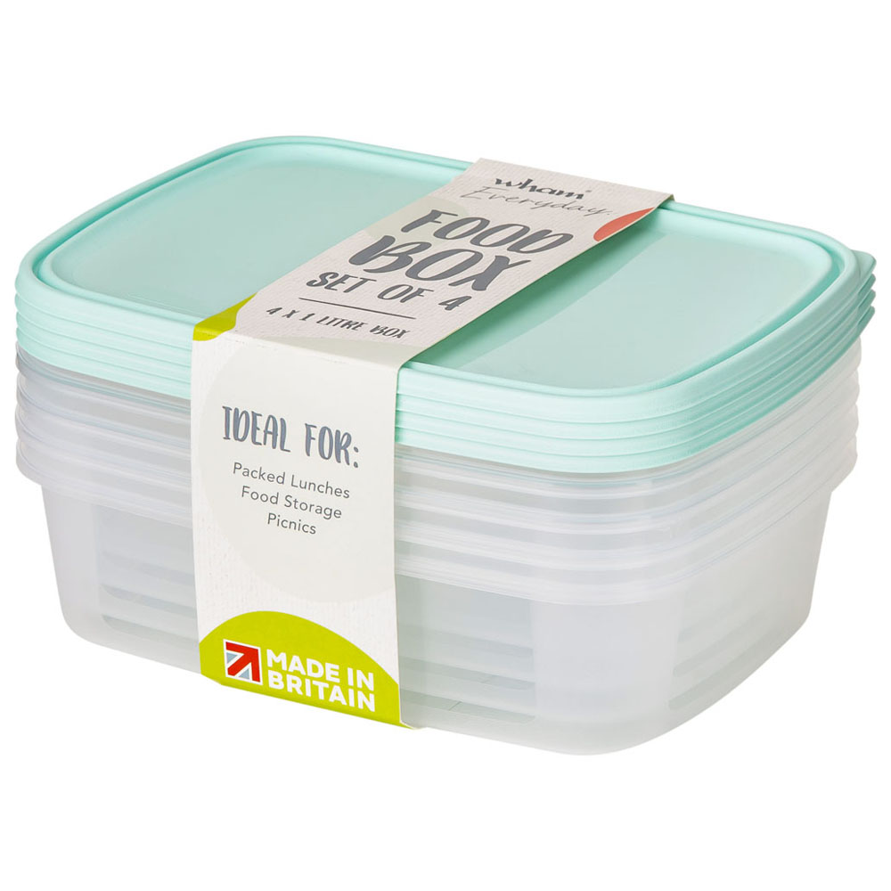 Wham 1L Everday Food Box and Lid 4 Pack Image 1