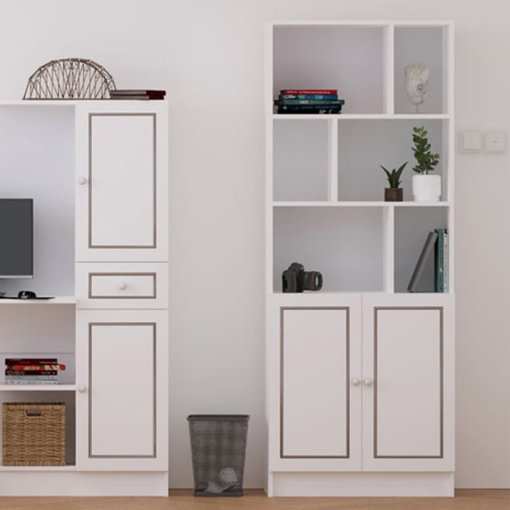 Evu Clement 2 Door White Bookcase Image 5