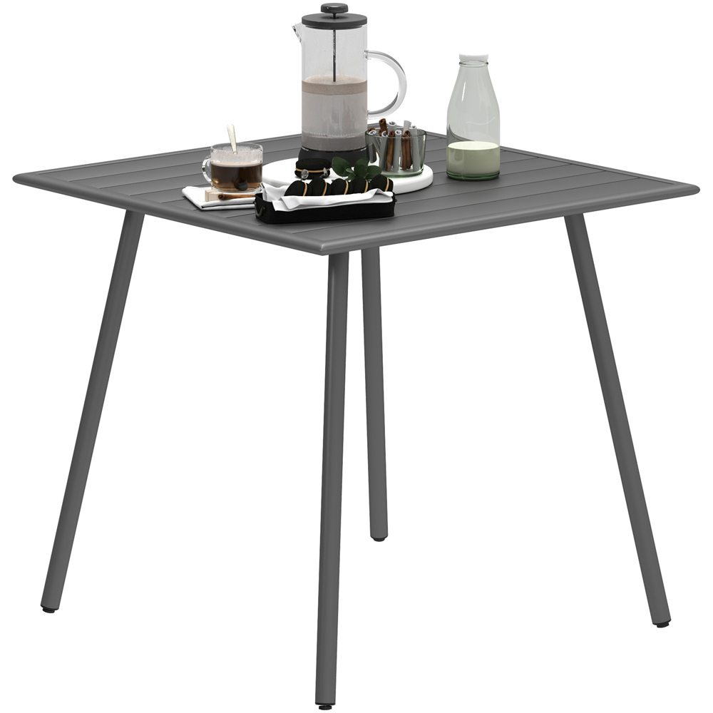 Outsunny 4 Seater Slate Top Steel Garden Dining Table Grey Image 2