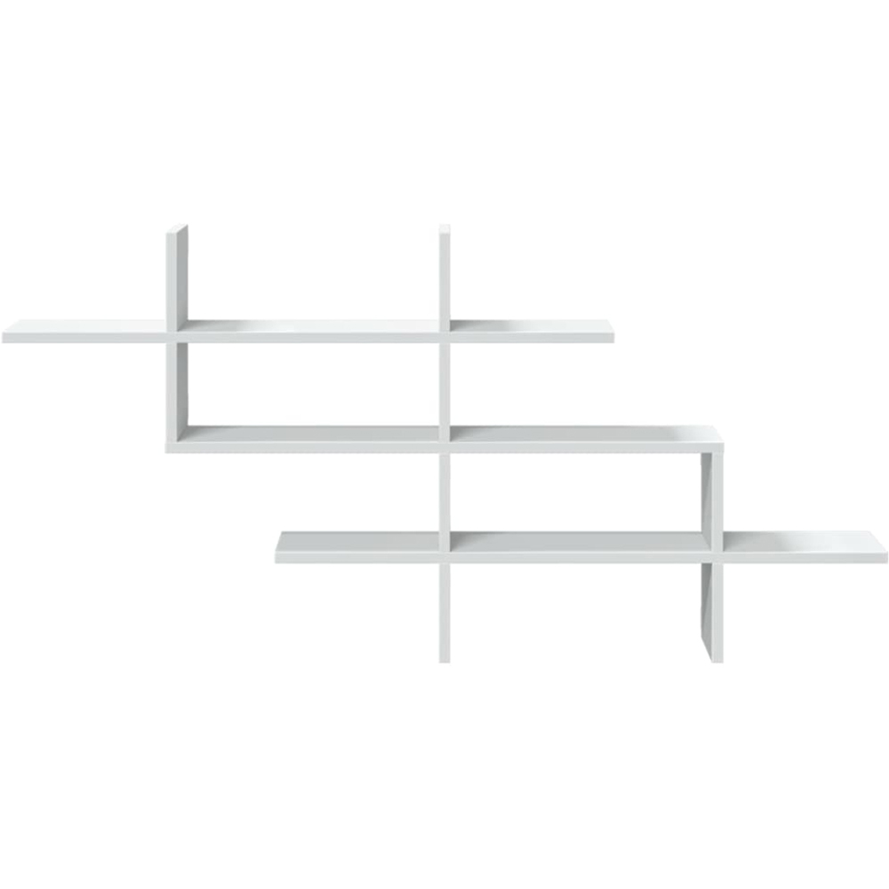 vidaXL 8 Shelf White Floating Wall Shelf Image 3