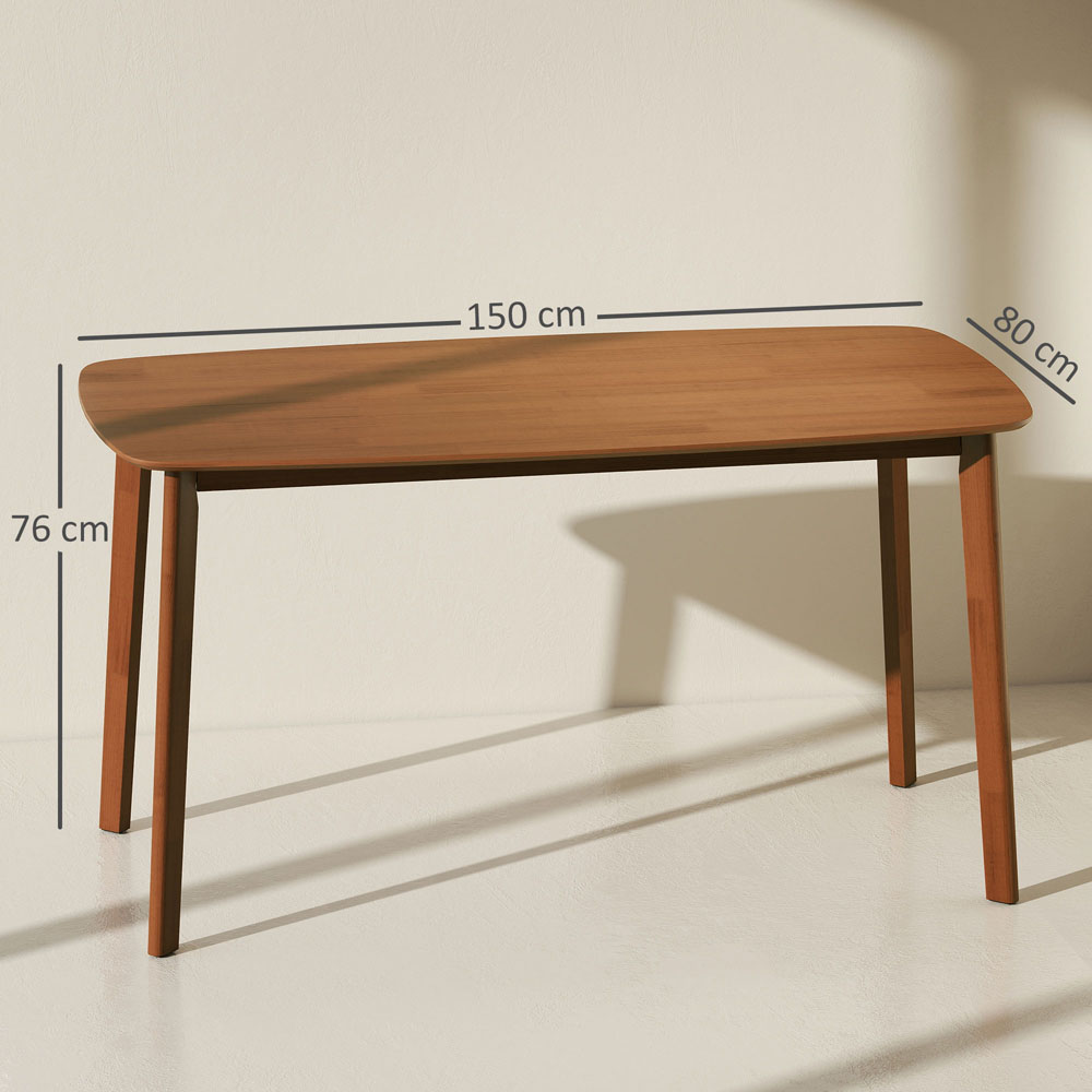 HOMCOM 6 Seater Rectangular Solid Wood Frame Dining Table Light Brown Image 9