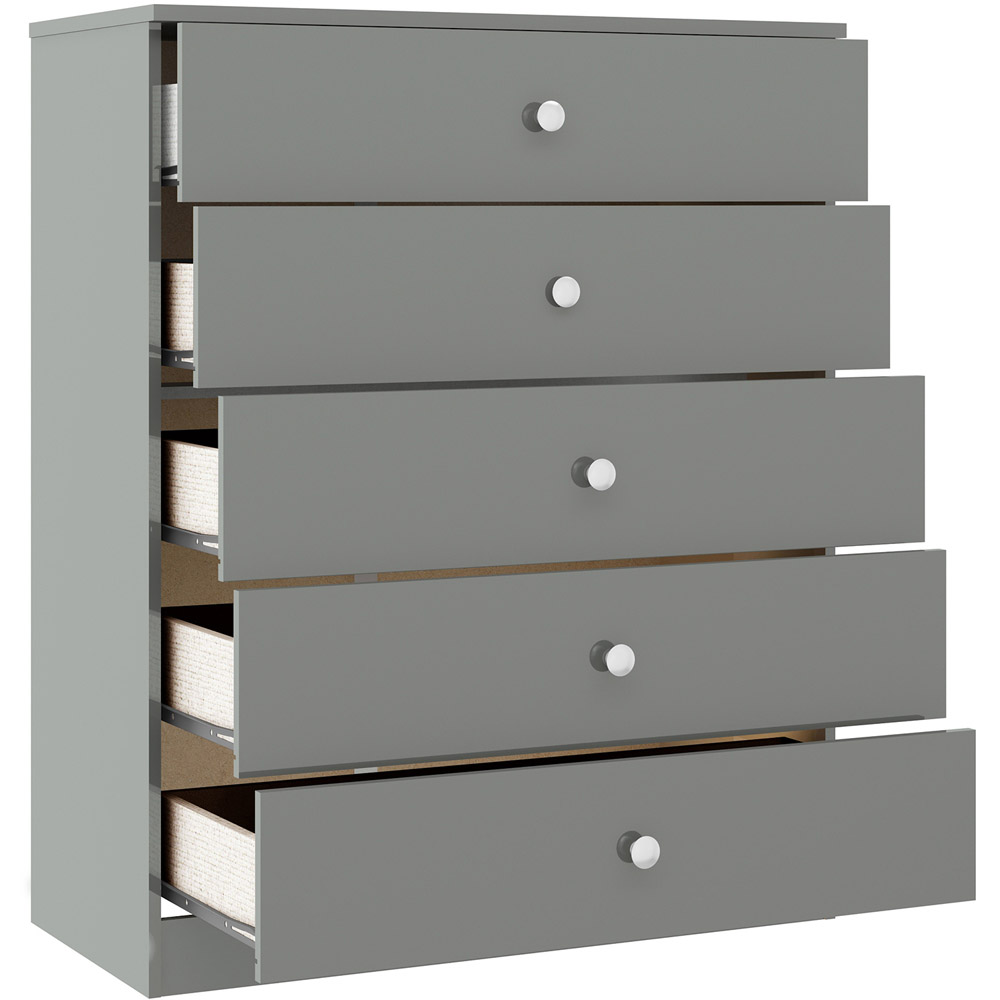 Seconique Denver 5 Drawer Grey Gloss Storage Chest Image 4