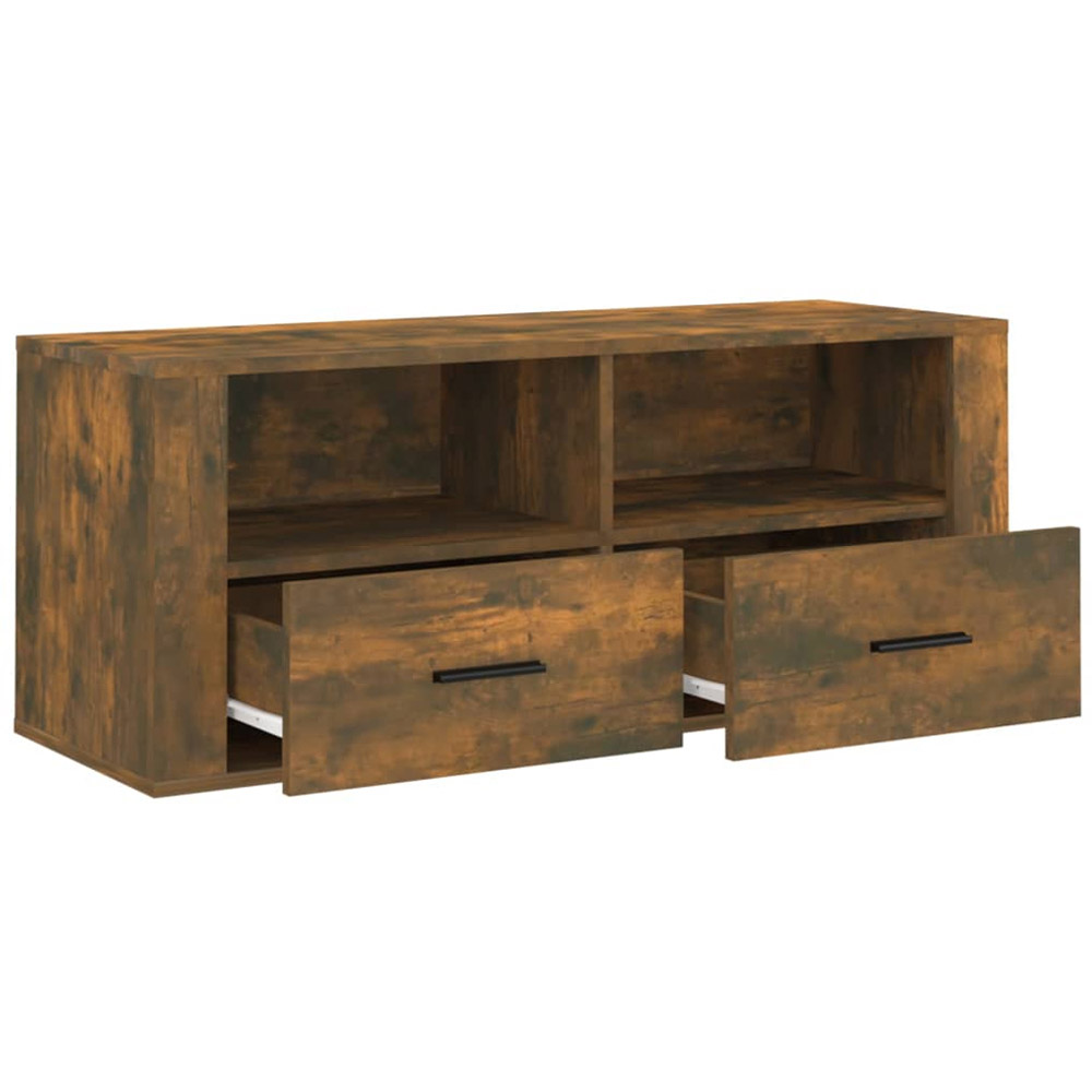 vidaXL 2 Drawer 2 Open Shelf Smoked Oak TV Cabinet with Handles Image 7