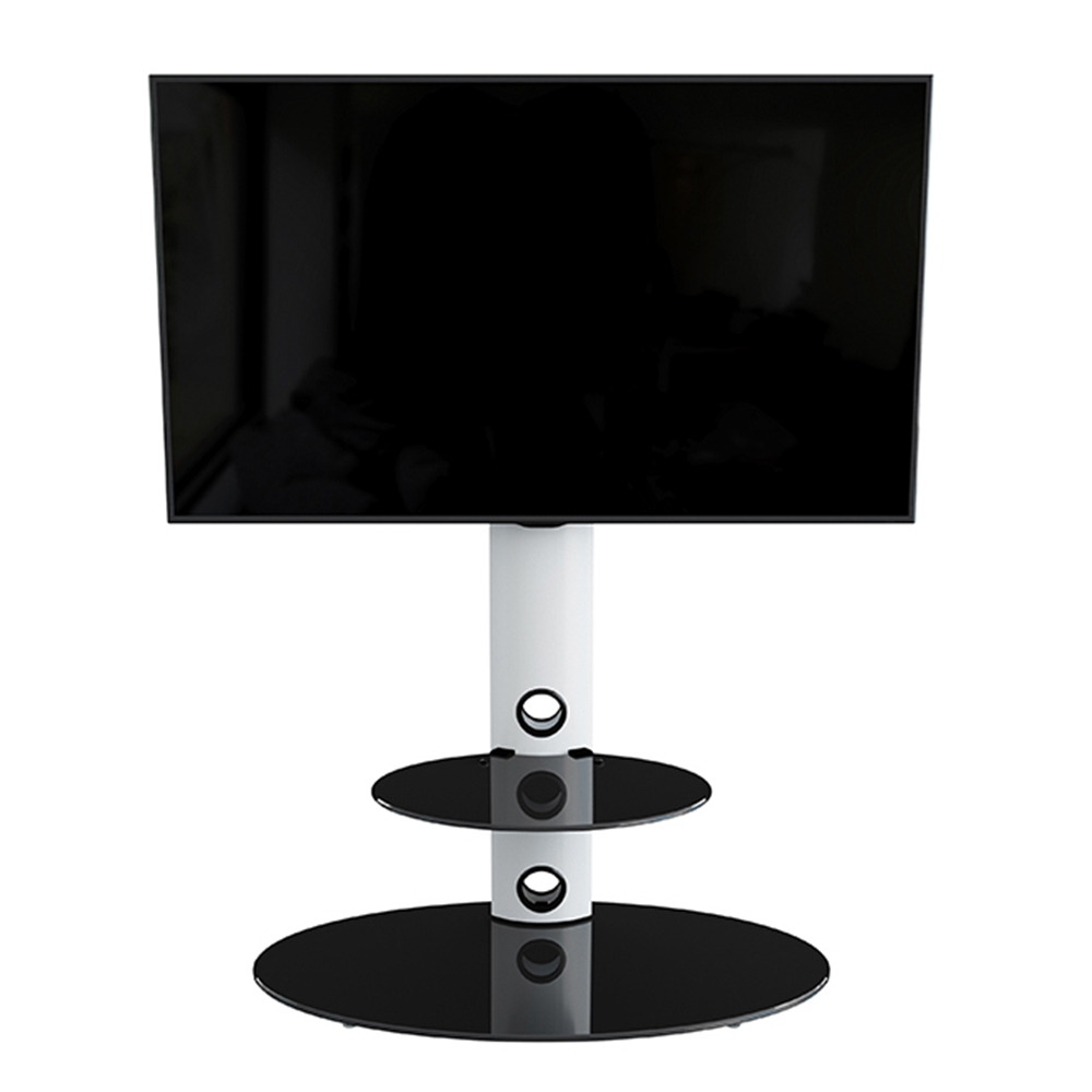 AVF Lugano Satin White and Black Glass Oval Pedestal TV Unit Image 9