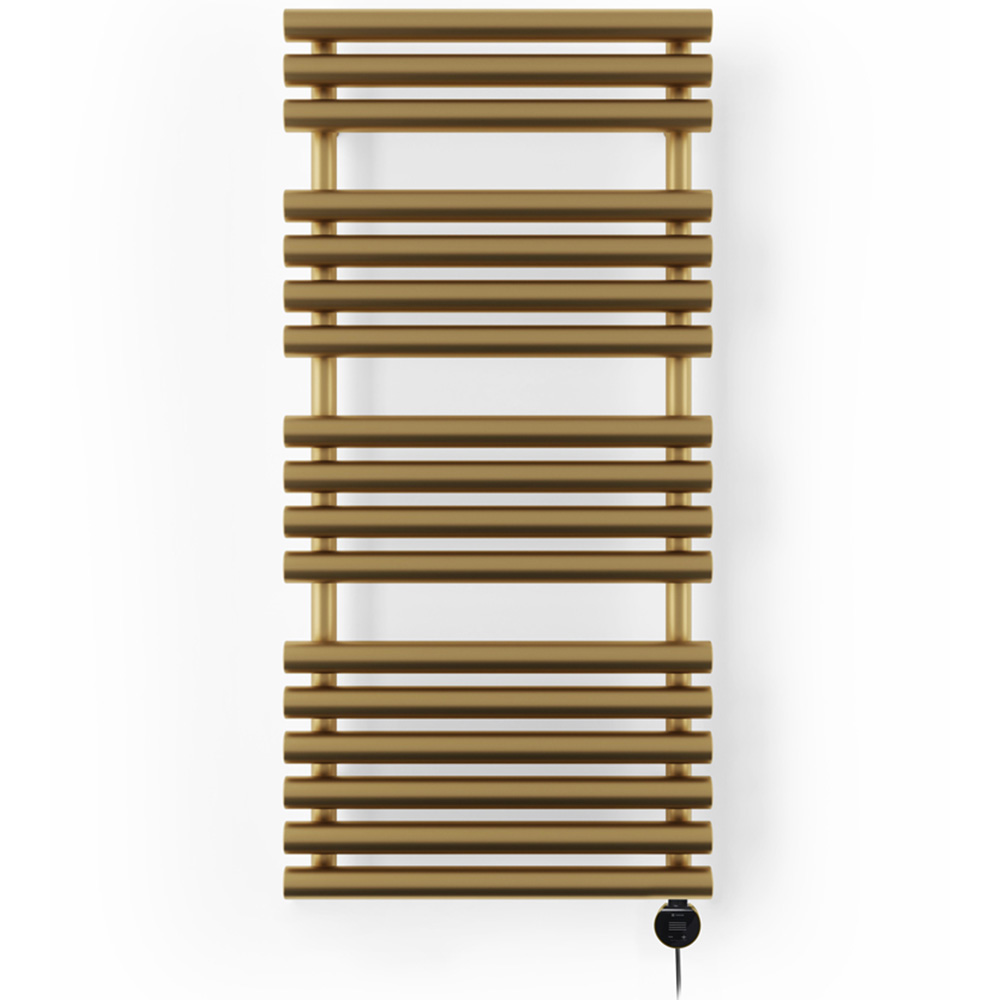 Terma Rolo Towel Brass Electric Towel Rail with VEO Element Controller 1085 x 520mm Image 3