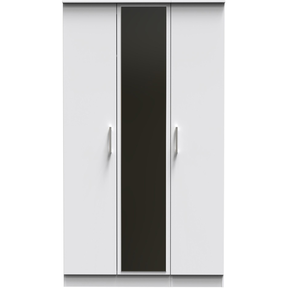 Crowndale Devon Ready Assembled 3 Door White Matt Mirrored Wardrobe Image 3