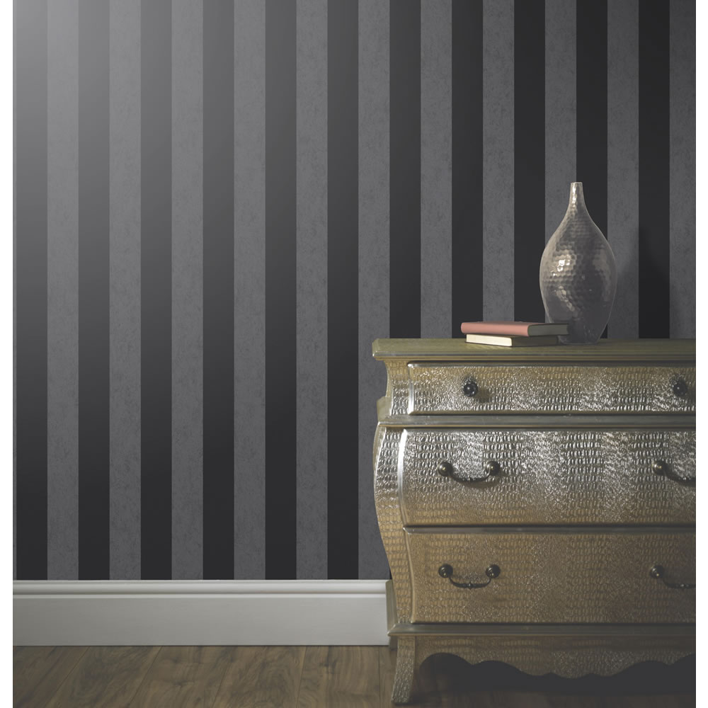 Arthouse Glitterati Stripe Black Wallpaper Image 2