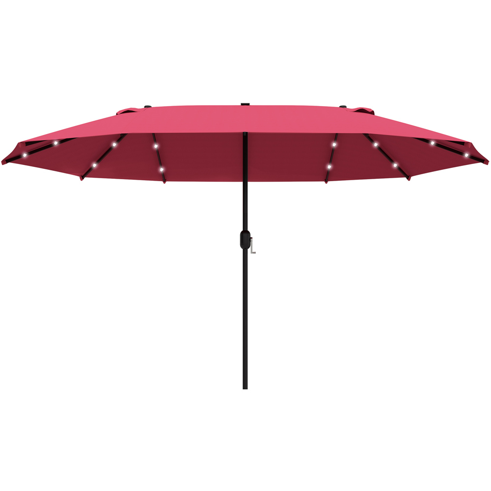 Outsunny Wine Red 36 LED Crank Handle Double Sided Parasol 4.4m Image 1