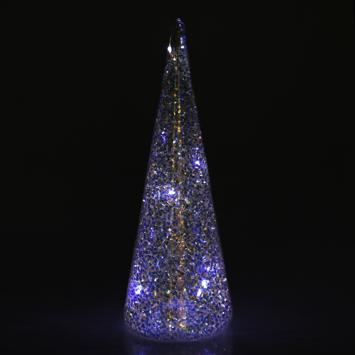 Christmas Iridescent LED Glass Cone Decoration Image 2