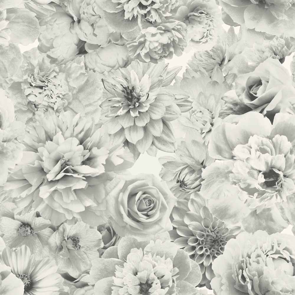 Arthouse Glitter Bloom Mono Wallpaper Image 1