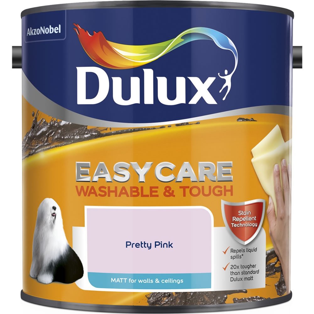 Dulux Easycare Pretty Pink Matt Emulsion Paint 2.5L Image 2