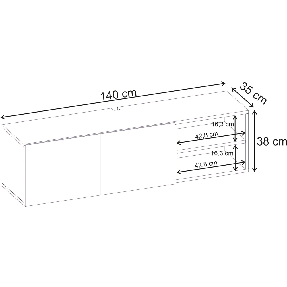 Decortie Conrad 2 Door 2 Shelf Travertine Wall-Mounted TV Stand Image 6