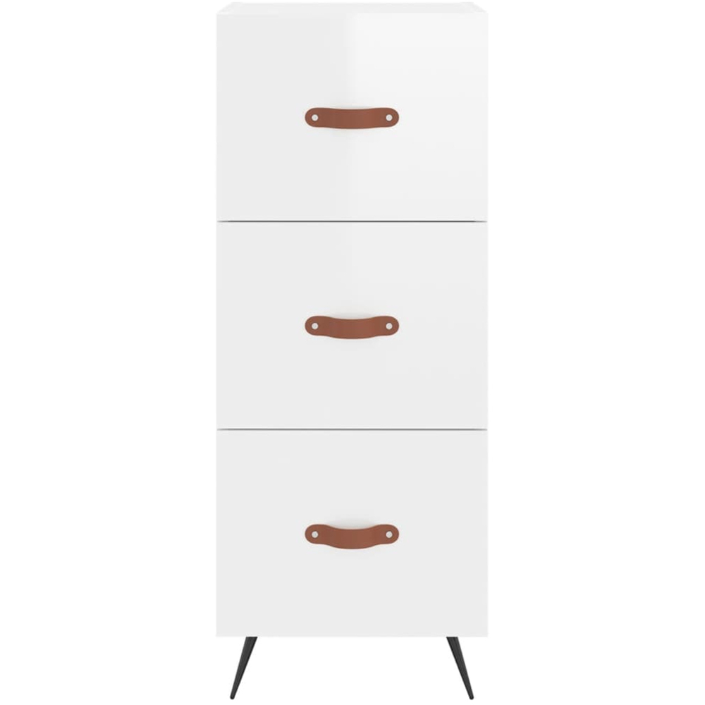 vidaXL Single Door 3 Drawer White High Gloss Highboard Image 6