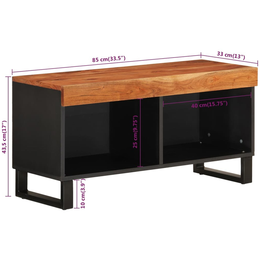 vidaXL 2 Open Shelf Brown Solid Wood Acacia TV Cabinet Image 8