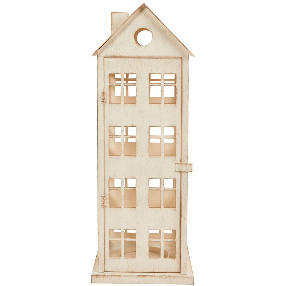 Cream Metal House Lantern 48cm - Cream Image 1