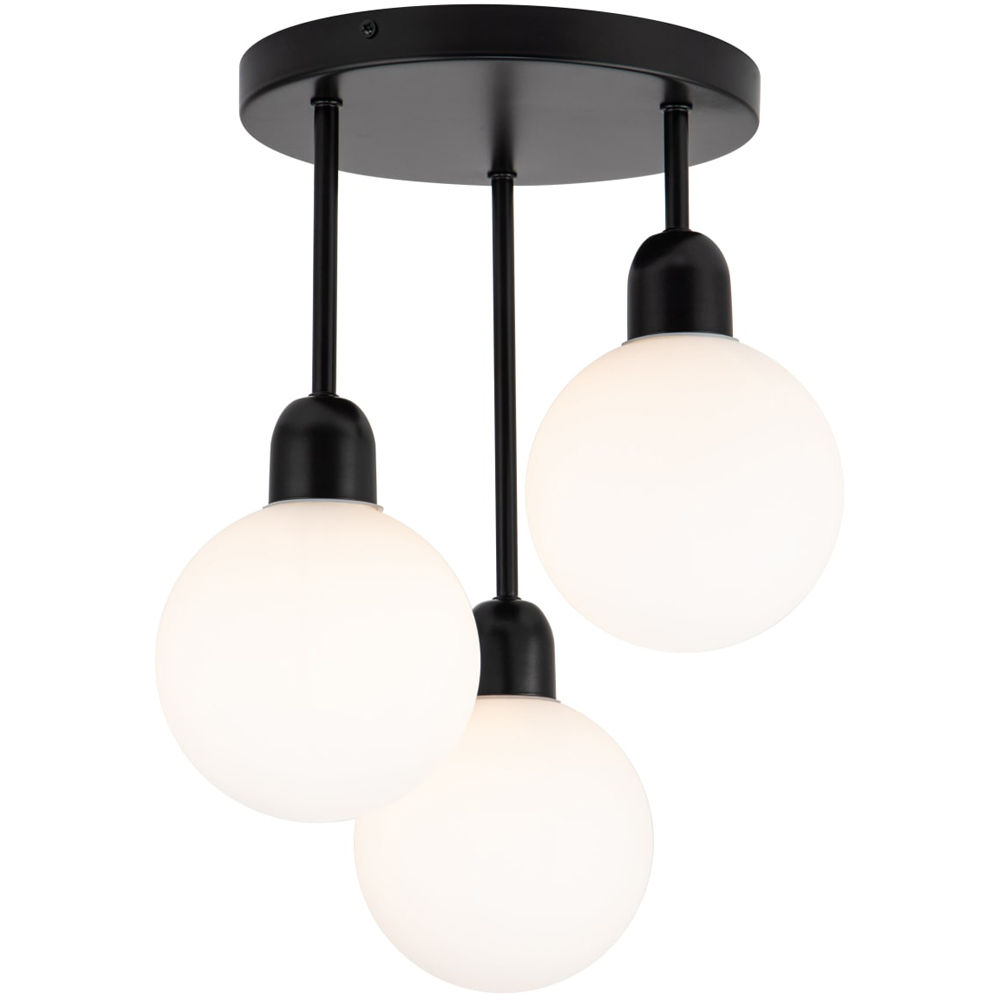 Cosylyte 3 Light Matt Black Opal Glass Ceiling Light Image 3