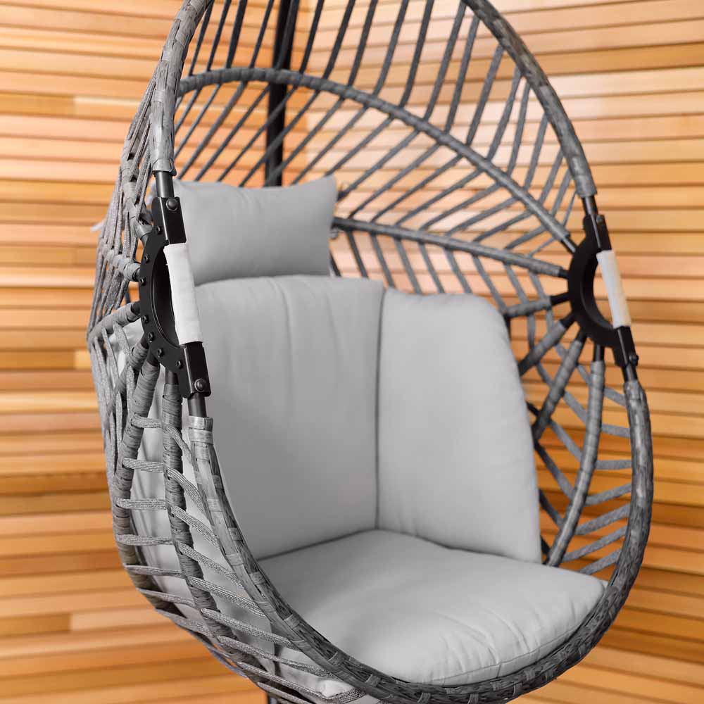 Charles Bentley Grey Rattan Egg Chair with Cushions Image 9