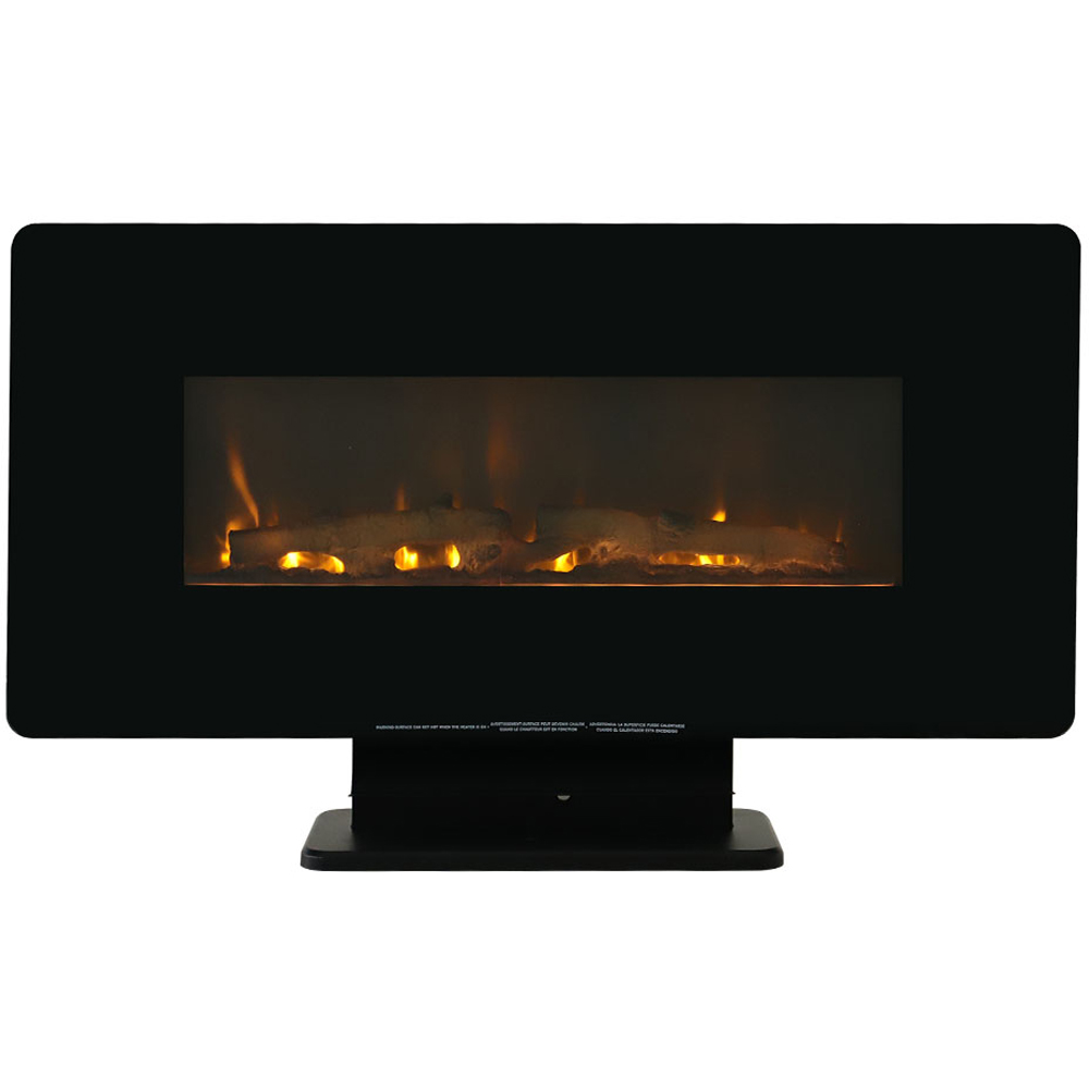 Living and Home Black Wide Frame Electric Fireplace with Stand Image 1