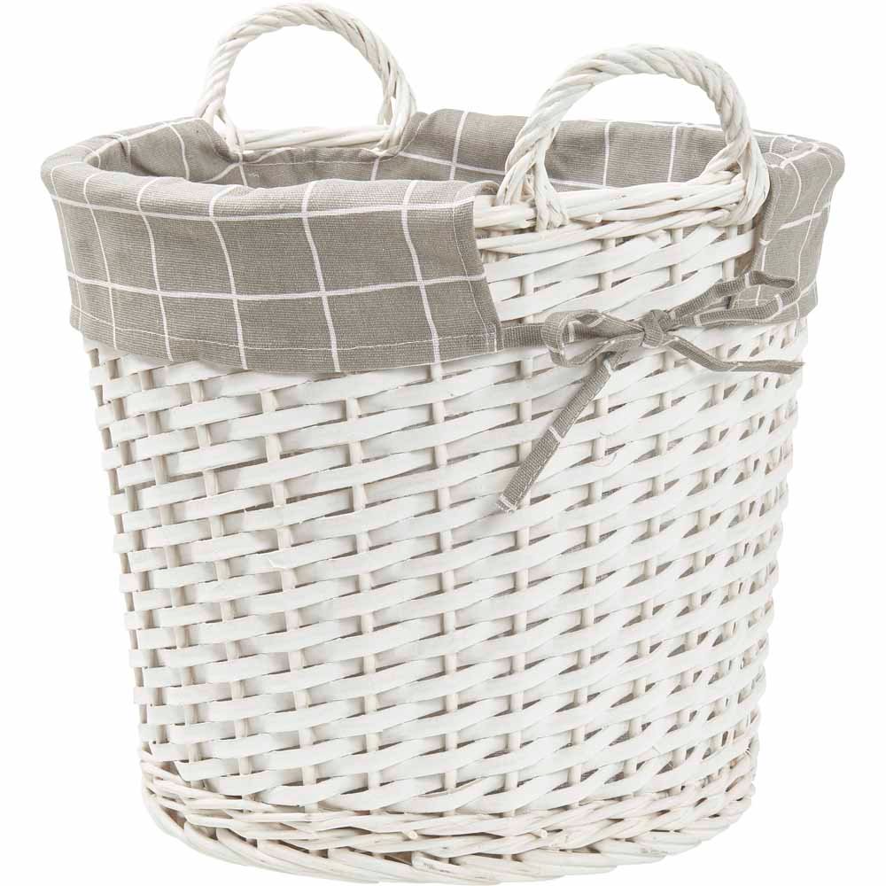 Wilko White Round Wicker Basket Image 5