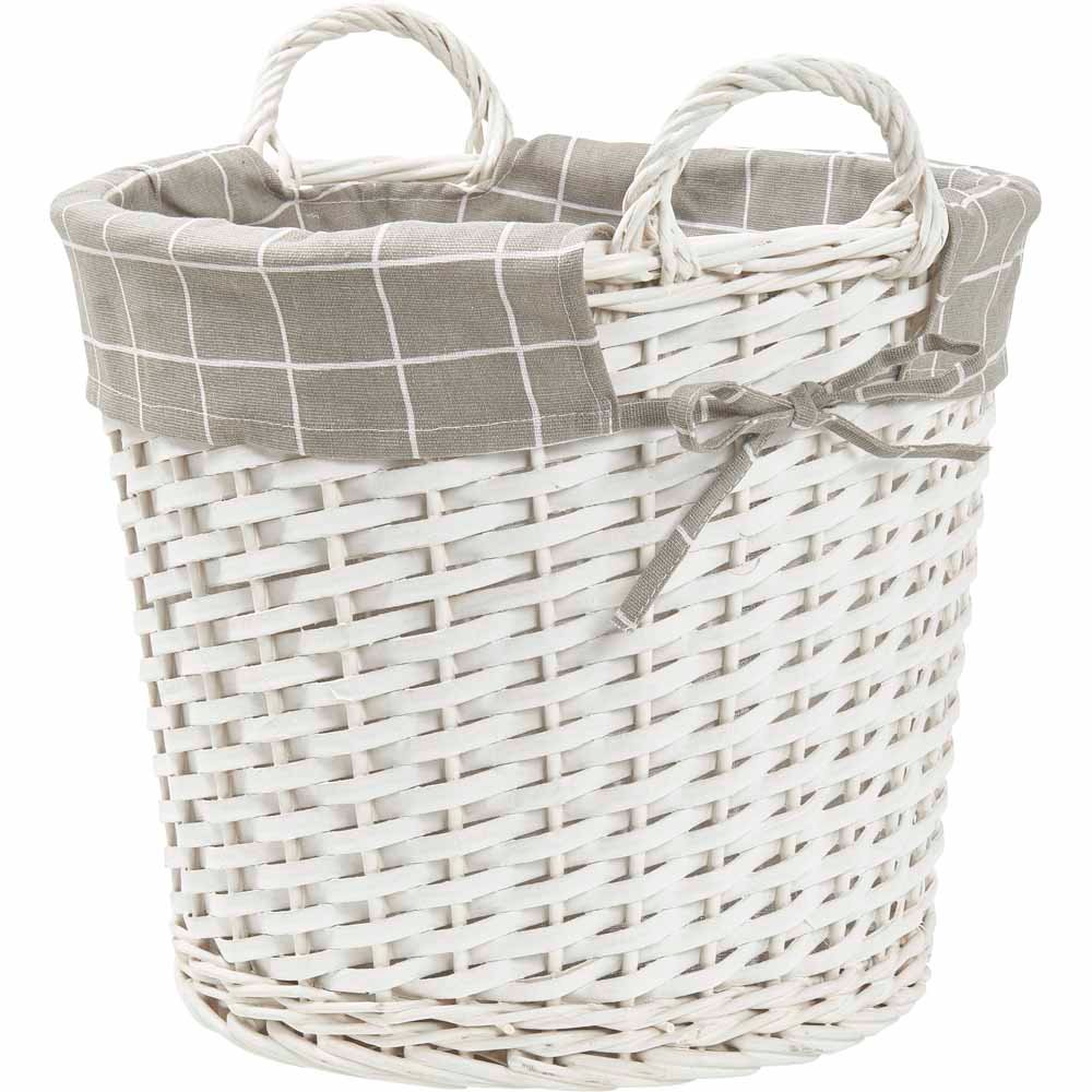 Wilko White Round Wicker Basket Wilko
