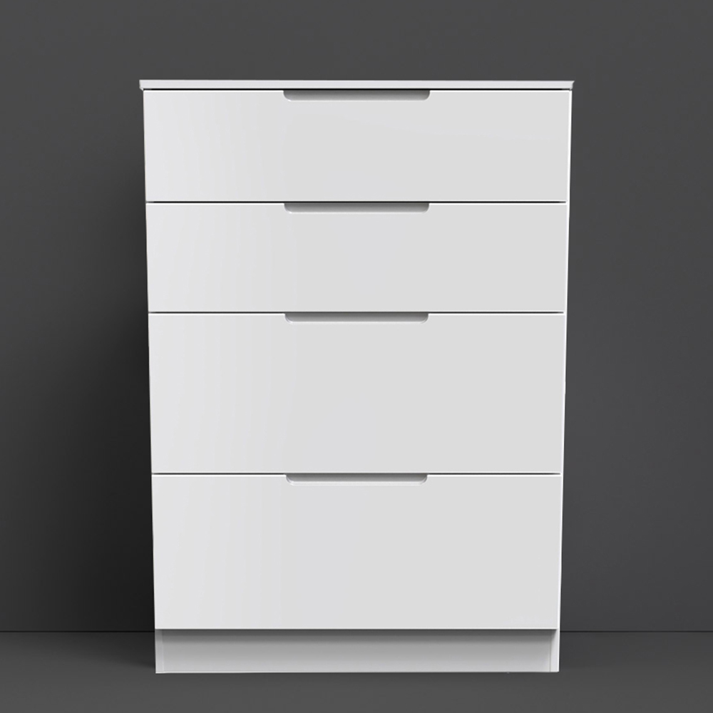 Crowndale Milan 4 Drawer Gloss White Deep Chest of Drawers Image 1