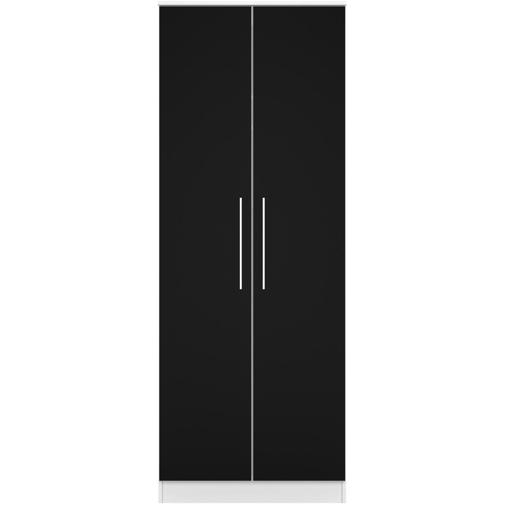 Crowndale Worcester 2 Door Matt Black and White Tall Wardrobe Ready Assembled Image 2