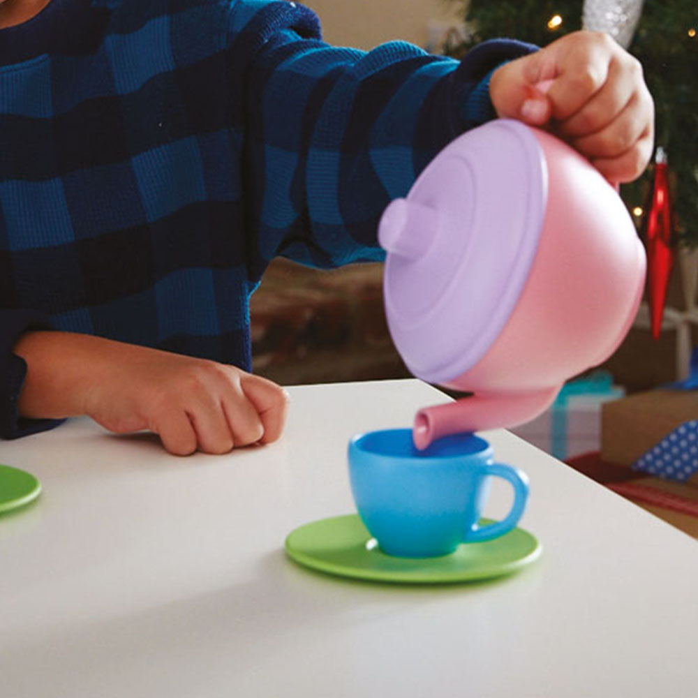 BigJigs Toys Green Toys Tea Set with Pink Teapot Image 4