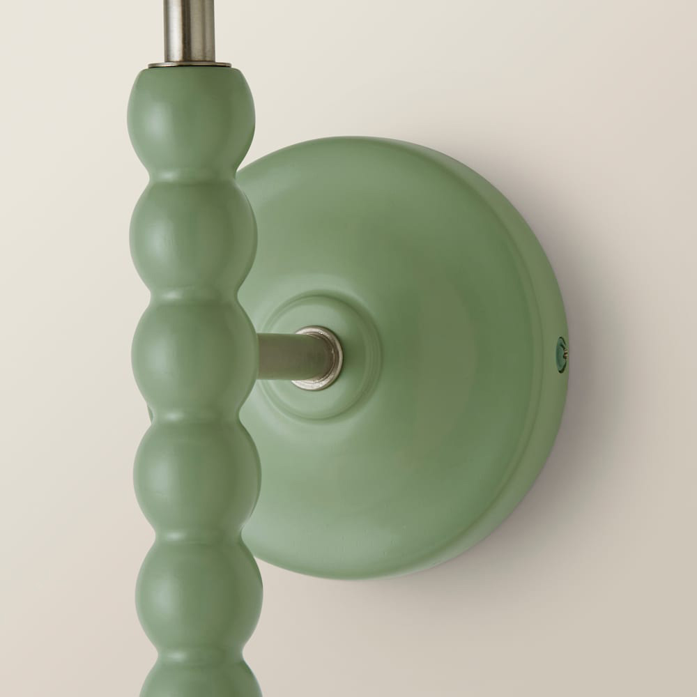 ValueLights Trim Scallop Shade Green Bobbin LED Wall Light with Bulb Image 6