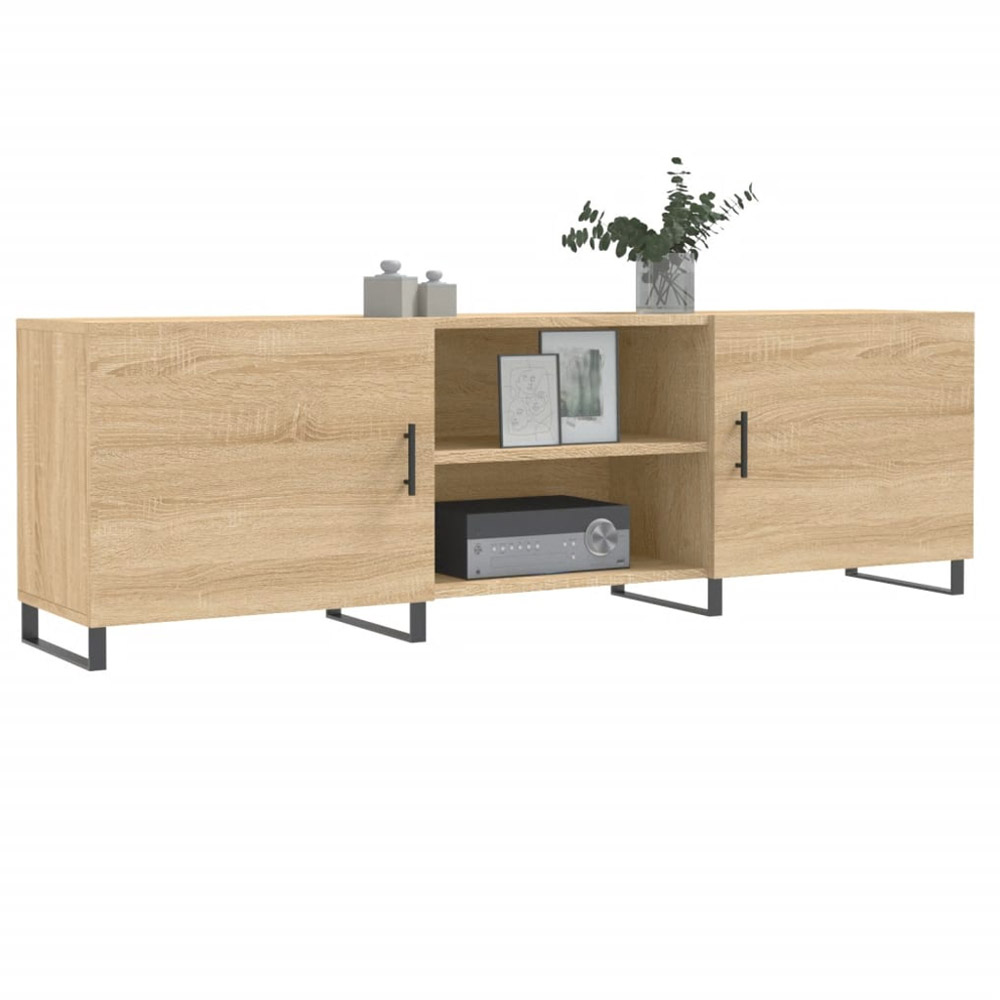 vidaXL 2 Door 2 Open Shelf Sonoma Oak TV Cabinet with Black Legs Image 3
