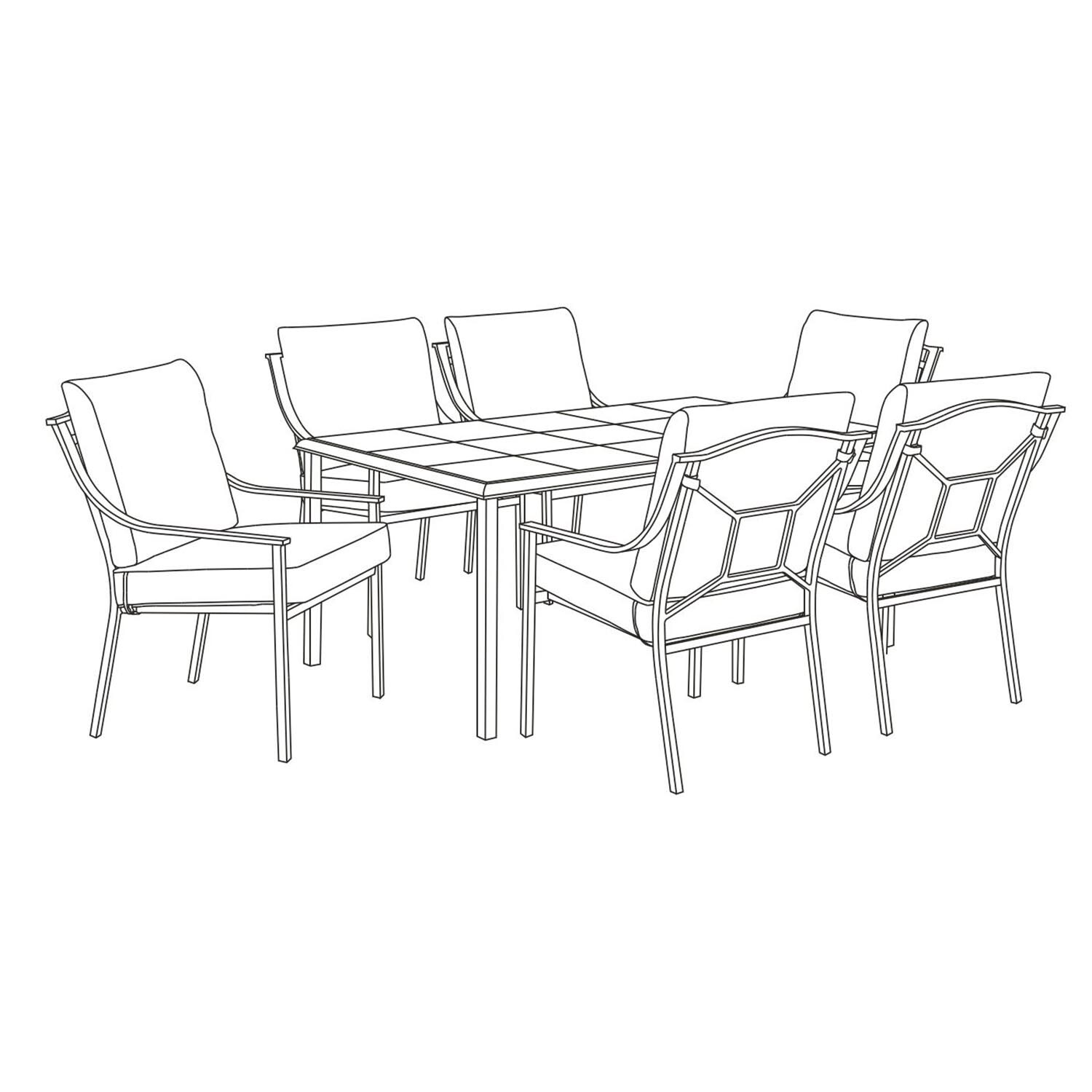 Malay Monte Carlo Polyester Steel 6 Seater Dining Set Grey Image 2