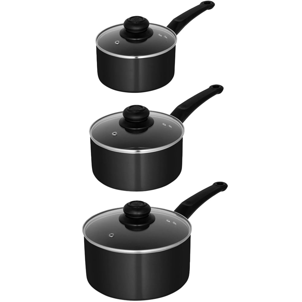 Swan Townhouse 3 Piece Black Saucepan Set Image 1