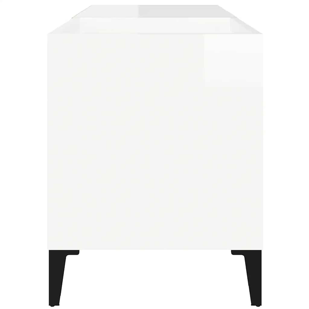 vidaXL 2 Shelf High Gloss White Record Cabinet Image 5