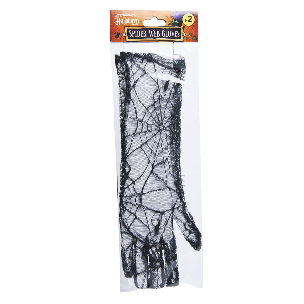 Wilko Adult Lace Gloves with Spider Pattern Image