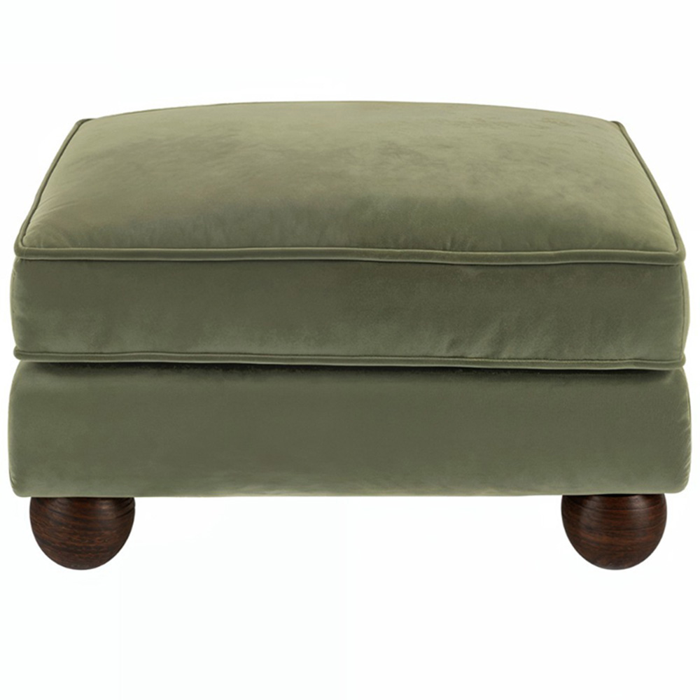 Solace+Co Addison Khaki Green Velvet Loveseat and Footstool Set Image 2
