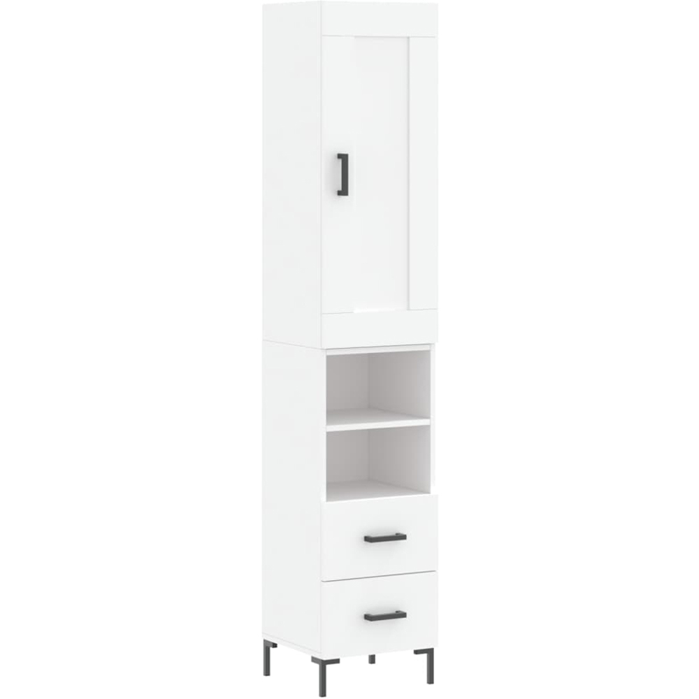 vidaXL Single Door 2 Drawer 2 Shelf White Highboard Image 2