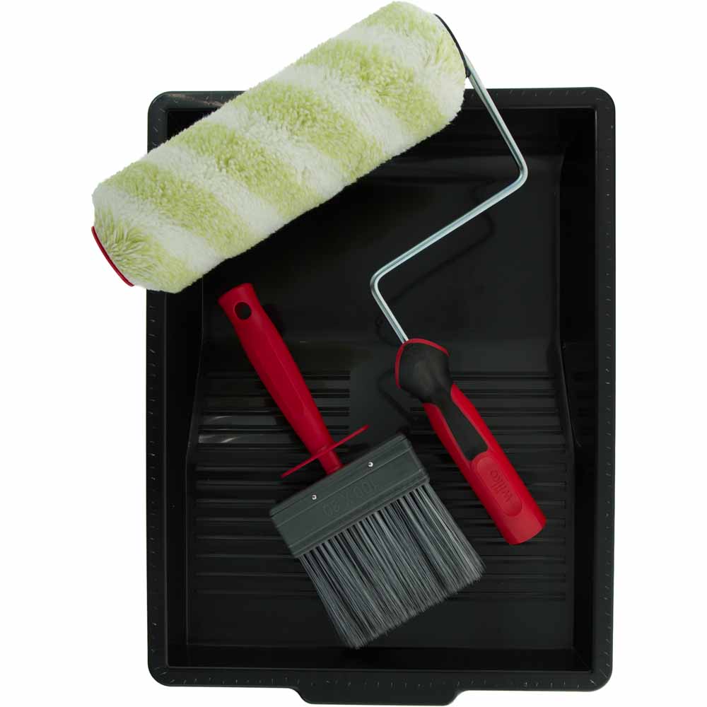 Wilko 4 Piece Large Exterior Paint Rollers and Brush Tray Kit Image 7