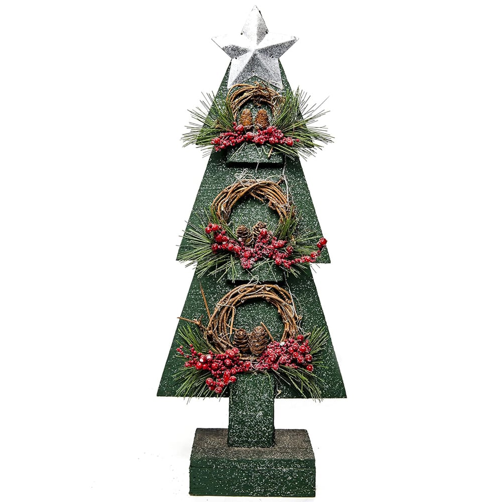 Shatchi LED Berries and Pines Green Tabletop Christmas Tree Image 2