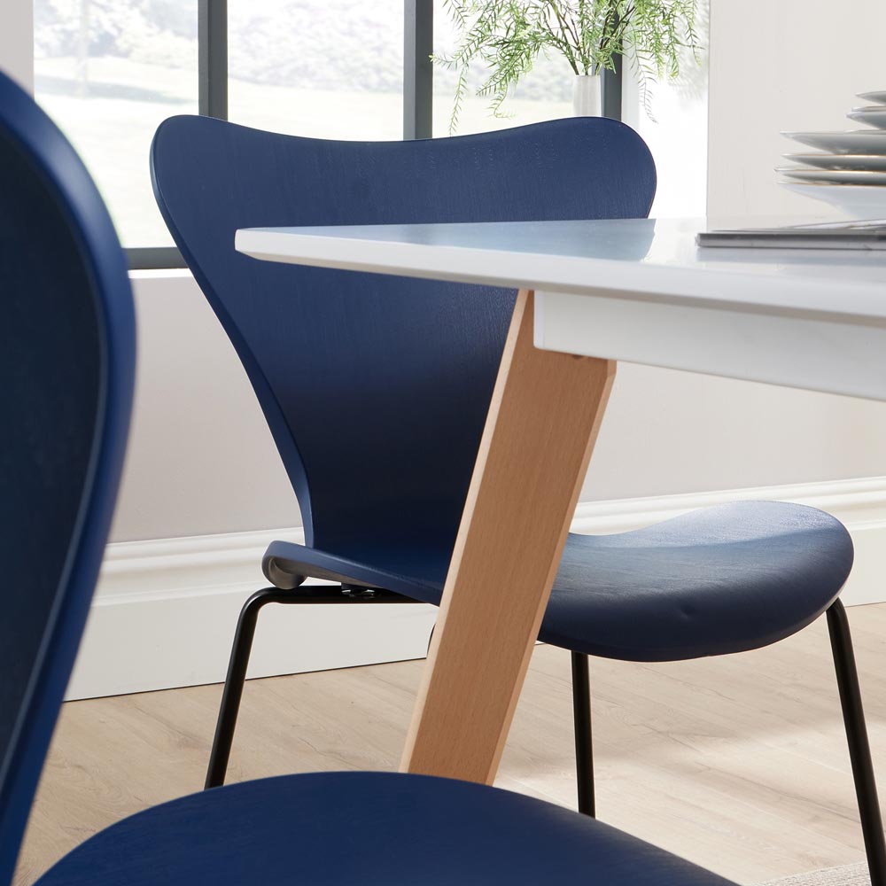 Home Source Fleur Penny 4 Seater Dining Set Blue and White Image 3