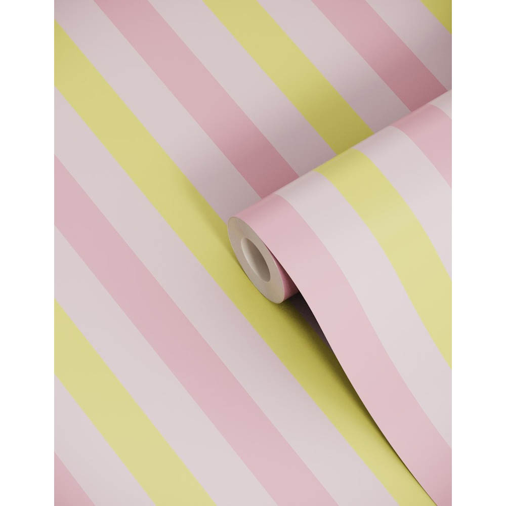 Bobbi Beck Eco Luxury Tricolour Ice Cream Stripe Pastel Pink Wallpaper Image 2