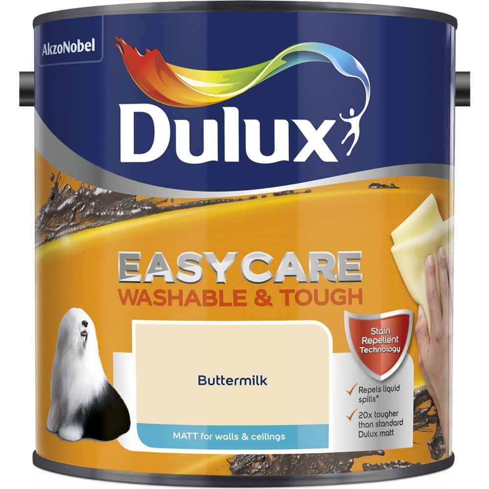 Dulux Easycare Washable & Tough Buttermilk Matt Emulsion Paint 2.5L Image 2