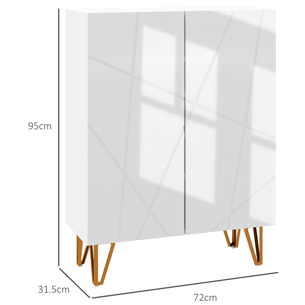 HOMCOM 2 Door White Shoe Soft Close Storage Cabinet Image 9